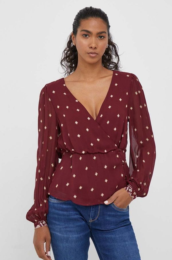 Pepe Jeans Bluza Pepe Jeans za žene, boja: bordo, s uzorkom