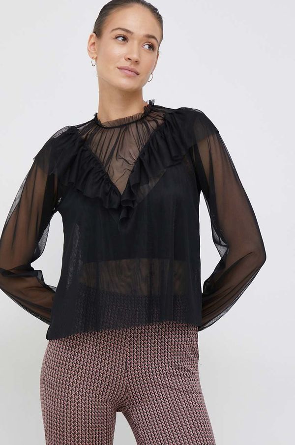 Sisley Bluza Sisley za žene, boja: crna, glatka
