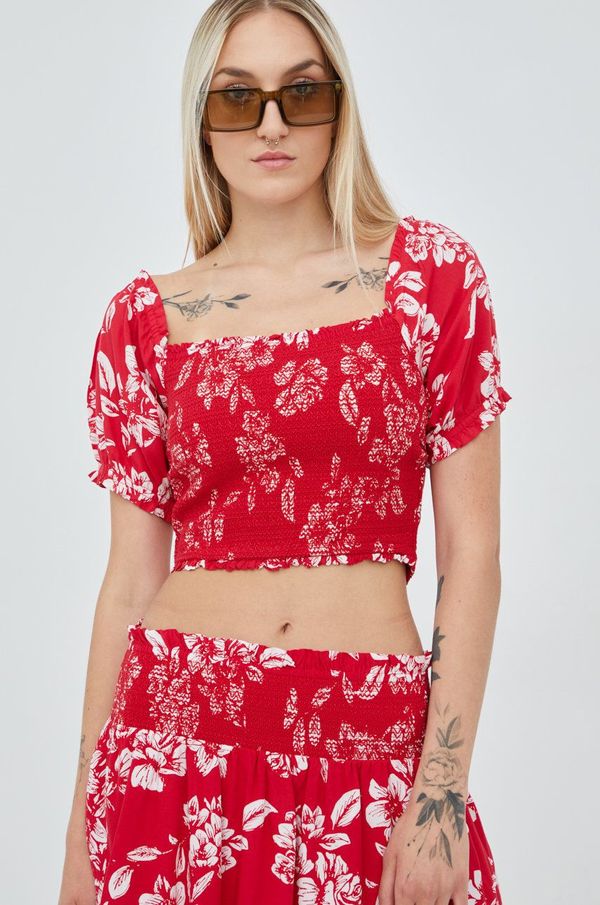 Superdry Bluza Superdry za žene, boja: crvena, cvjetni uzorak