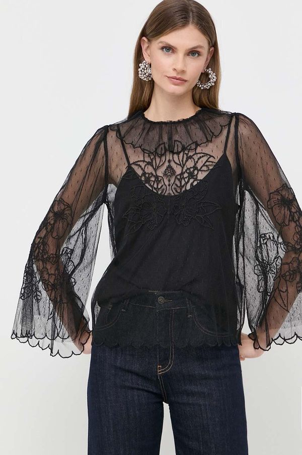Twinset Bluza Twinset za žene, boja: crna, s aplikacijom