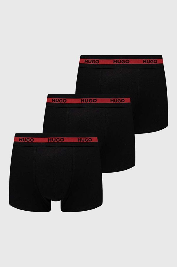Hugo Bokserice HUGO 3-pack za muškarce, boja: crna