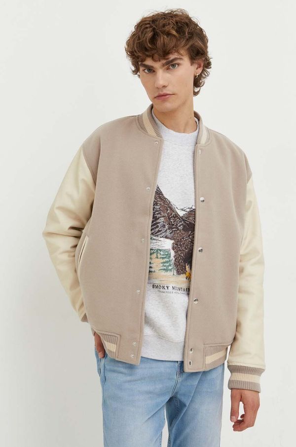 Abercrombie & Fitch Bomber jakna Abercrombie & Fitch za muškarce, boja: bež, za prijelazno razdoblje