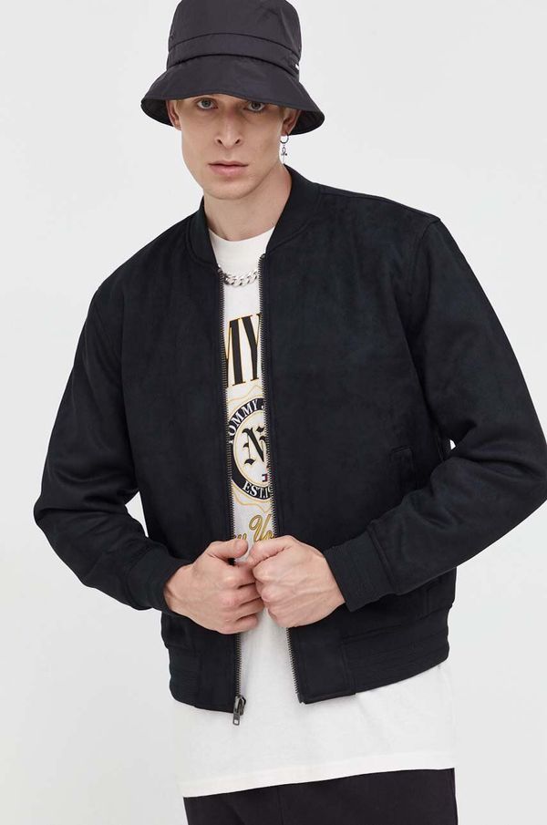 Abercrombie & Fitch Bomber jakna Abercrombie & Fitch za muškarce, boja: crna, za prijelazno razdoblje