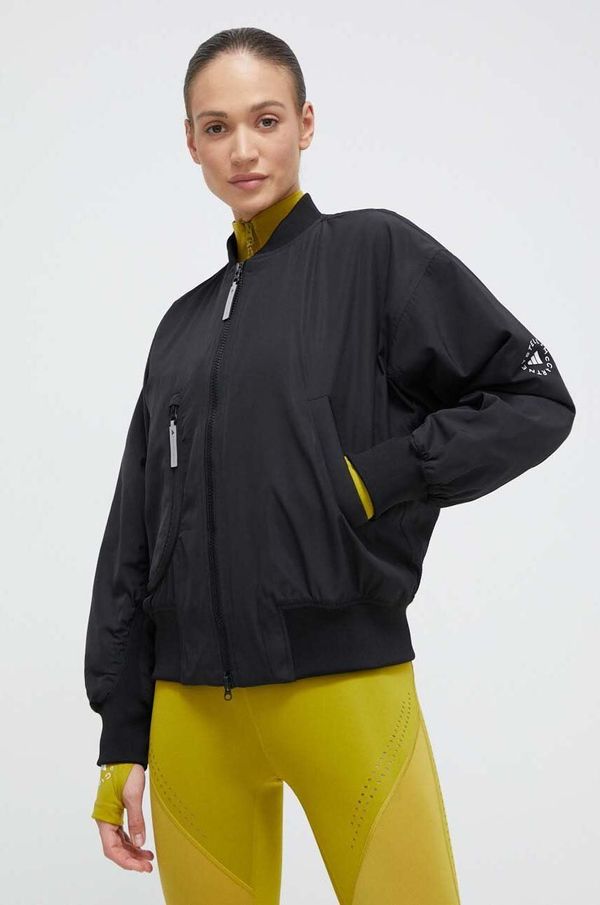 adidas by Stella McCartney Bomber jakna adidas by Stella McCartney za žene, boja: crna, prijelazno razdoblje, oversize