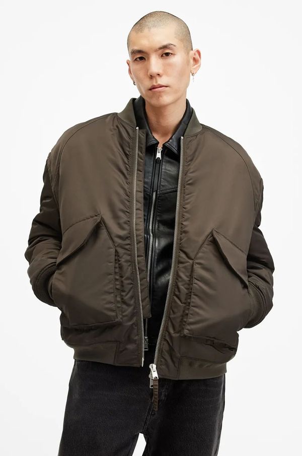 AllSaints Bomber jakna AllSaints HAWK za muškarce, boja: zelena, za prijelazno razdoblje, M049OB