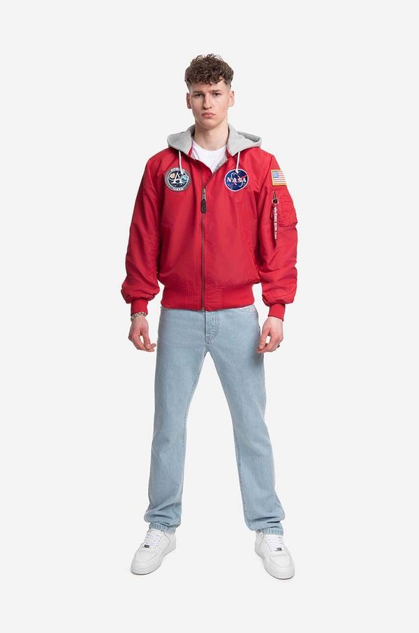 Alpha Industries Bomber jakna Alpha Industries  MA-1 Zip Hood Apollo za muškarce, boja: crvena, za prijelazno razdoblje, 136106.665-red