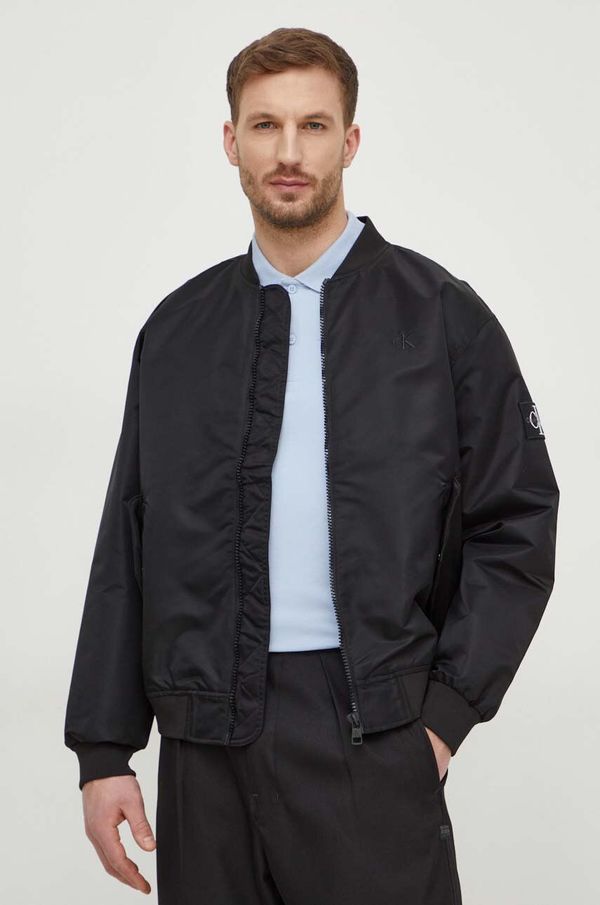 Calvin Klein Jeans Bomber jakna Calvin Klein Jeans za muškarce, boja: crna, za prijelazno razdoblje