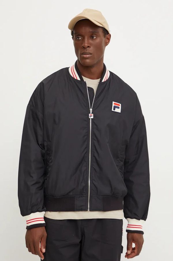 Fila Bomber jakna Fila Limoges za muškarce, boja: crna, za prijelazno razdoblje, oversize, FAM0755