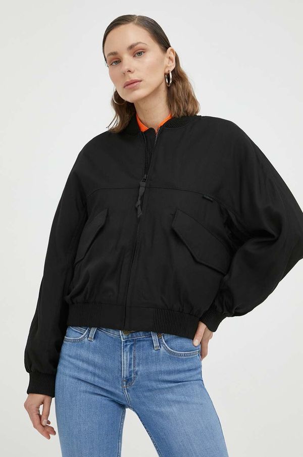 G-Star Raw Bomber jakna G-Star Raw za žene, boja: crna, za prijelazno razdoblje
