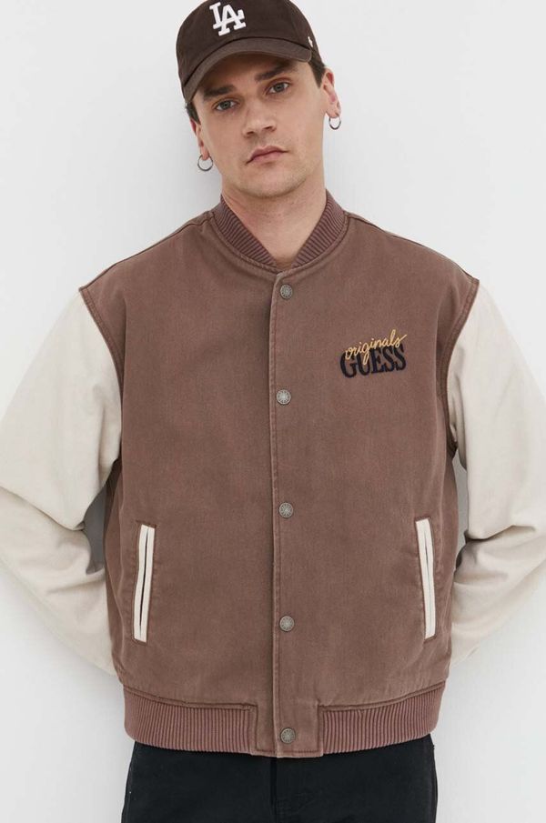 Guess Originals Bomber jakna Guess Originals za muškarce, boja: smeđa, za prijelazno razdoblje, oversize