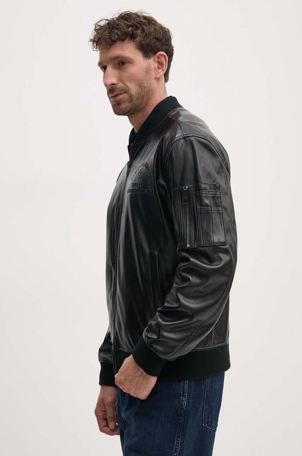 Guess Bomber jakna Guess za muškarce, boja: crna, za prijelazno razdoblje, M4YL22 WF410