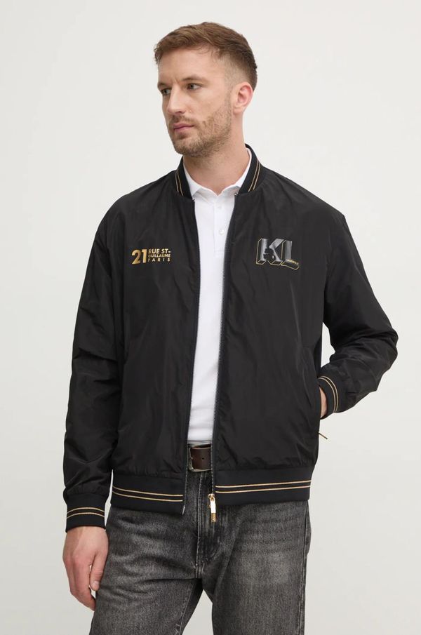 Karl Lagerfeld Bomber jakna Karl Lagerfeld za muškarce, boja: crna, za prijelazno razdoblje, 505405.551501