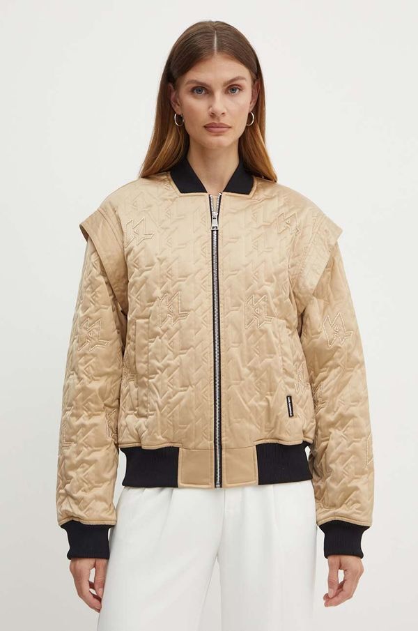 Karl Lagerfeld Bomber jakna Karl Lagerfeld za žene, boja: bež, za prijelazno razdoblje, 245W1506