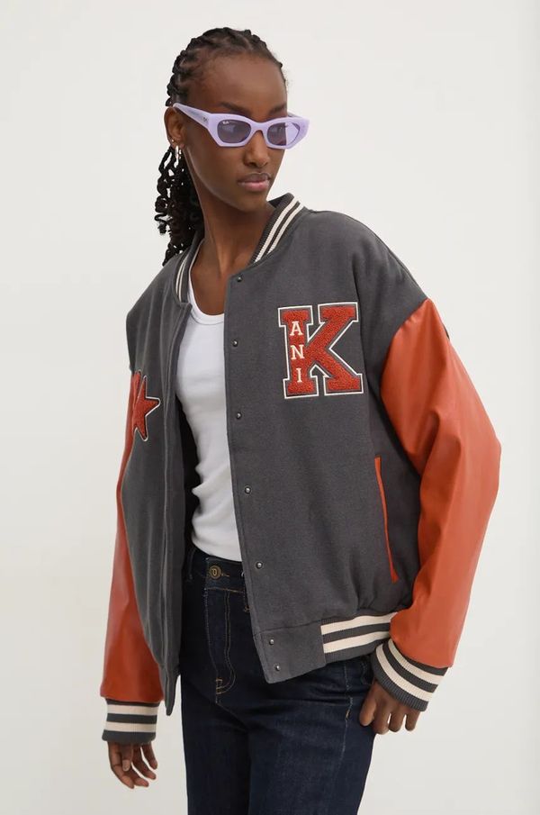Karl Kani Bomber jakna s primjesom vune Karl Kani boja: siva, za prijelazno razdoblje, oversize, 61750001