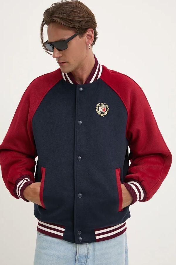 Tommy Jeans Bomber jakna s primjesom vune Tommy Jeans boja: tamno plava, za prijelazno razdoblje, DM0DM19631