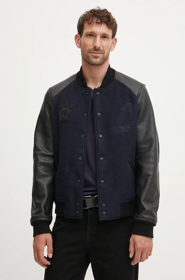 Zadig&Voltaire Bomber jakna s primjesom vune ZADIG&VOLTAIRE boja: tamno plava, za prijelazno razdoblje, RMOW00111