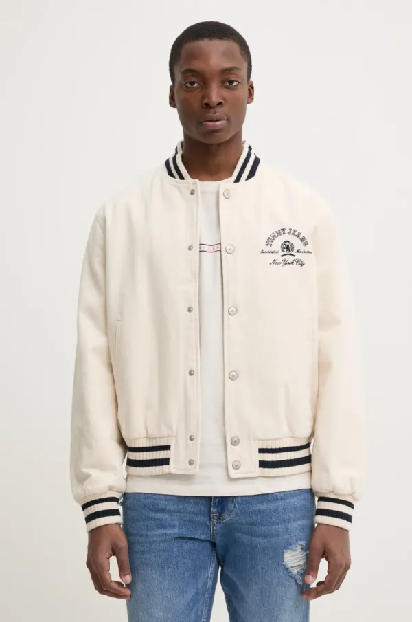 Tommy Jeans Bomber jakna Tommy Jeans za muškarce, boja: bež, za prijelazno razdoblje, DM0DM21092