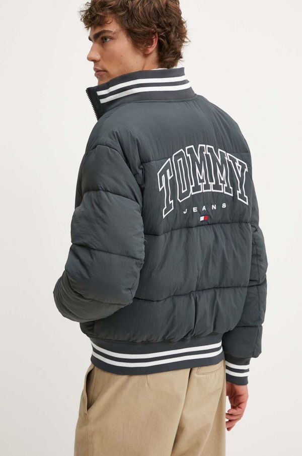 Tommy Jeans Bomber jakna Tommy Jeans za muškarce, boja: siva, za zimu, oversize, DM0DM19640
