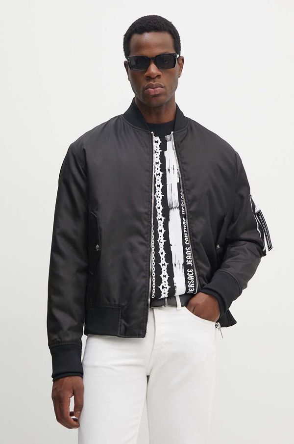 Versace Jeans Couture Bomber jakna Versace Jeans Couture za muškarce, boja: crna, za prijelazno razdoblje, 77GAS405 CQD58