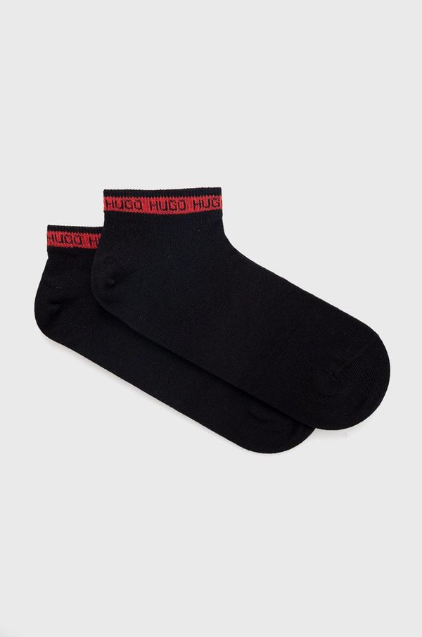 Hugo Čarape HUGO (2-pack) za muškarce, boja: crna
