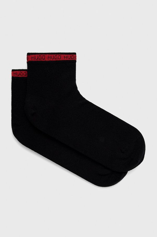 Hugo Čarape HUGO (2-pack) za muškarce, boja: crna