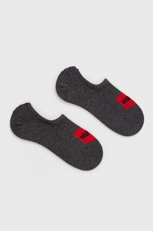 Hugo Čarape HUGO 2-pack za muškarce, boja: siva