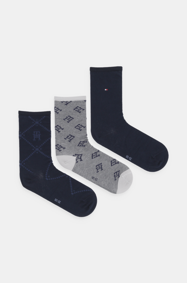 Tommy Hilfiger Čarape Tommy Hilfiger 3-pack za žene, boja: tamno plava, 701229863