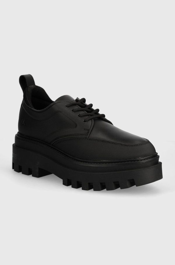 Calvin Klein Jeans Cipele Calvin Klein Jeans FLATFORM LACEUP DERBY MG MTL za žene, boja: crna, s platformom, YW0YW01502