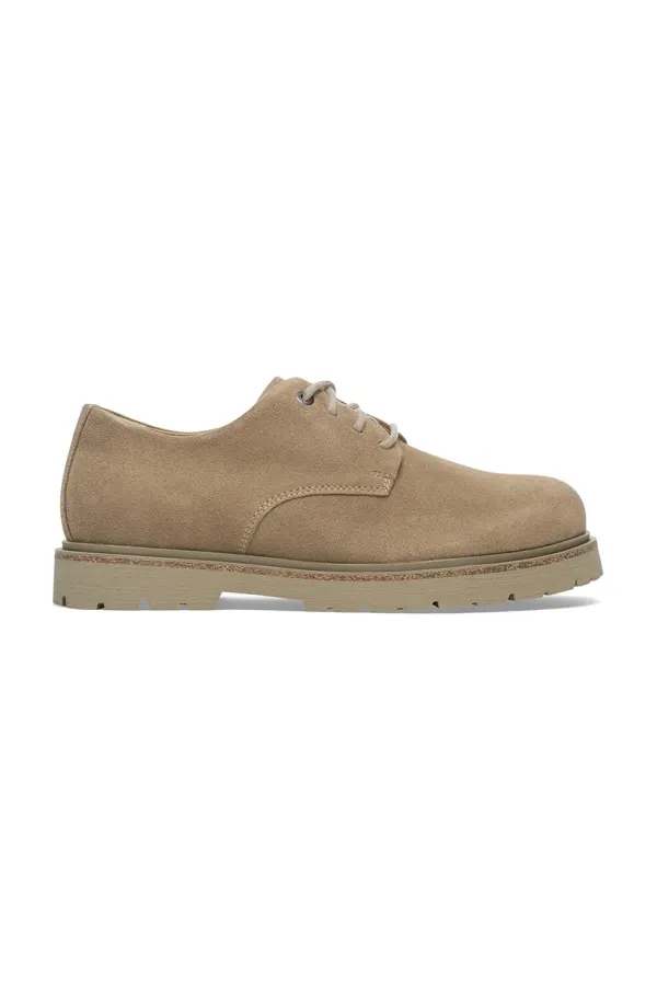 Birkenstock Cipele od brušene kože Birkenstock Highwood Lace Low boja: smeđa, ravni potplat, 1029696