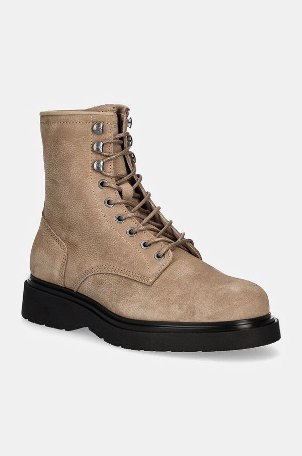 Calvin Klein Cipele od brušene kože Calvin Klein LACE UP BOOT W/ ZIP SUEDE za muškarce, boja: bež, HM0HM01576