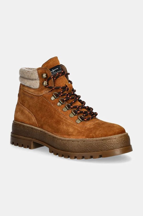 Pepe Jeans Cipele od brušene kože Pepe Jeans PMS50251 za muškarce, boja: smeđa, LINCOLN HIKING