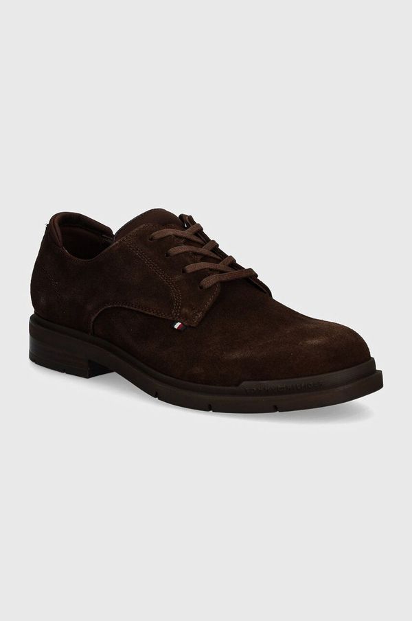 Tommy Hilfiger Cipele od brušene kože Tommy Hilfiger FLEXIBLE HILFIGER SDE DERBY SHOE za muškarce, boja: smeđa, FM0FM05087