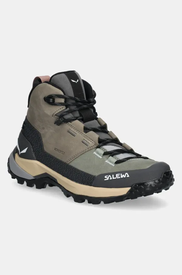 Salewa Cipele Salewa Puez Leather Mid PTX za žene, boja: zelena, 00.0000061460