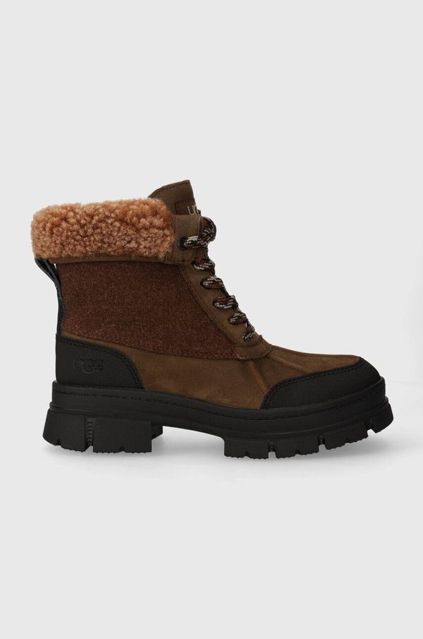 Ugg Cipele UGG Ashton Addie Tipped za žene, boja: smeđa, s platformom, sa srednje toplom podstavom, 1143858