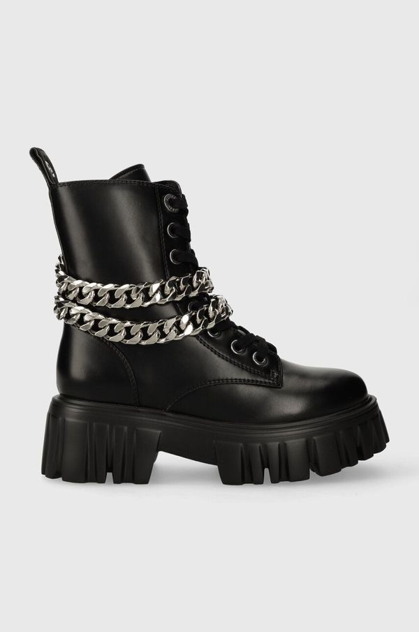 Buffalo Čizme Buffalo Lion Lace Up T-Chain za žene, boja: crna, s platformom, sa srednje toplom podstavom, 1622367