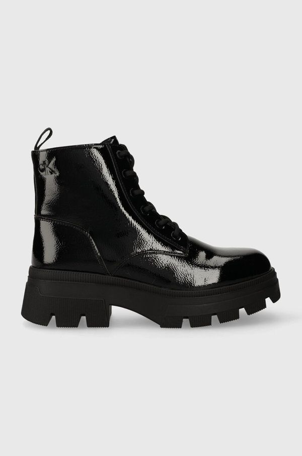 Calvin Klein Jeans Čizme Calvin Klein Jeans CHUNKY COMBAT LACEUP BOOT WN za žene, boja: crna, ravni potplat, YW0YW01265