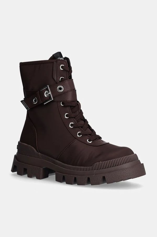 Desigual Čizme Desigual TRACK za žene, boja: smeđa, s platformom, 24WSTY01 6009