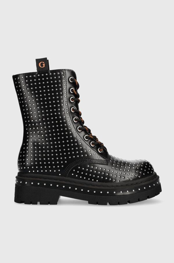 Guess Čizme Guess JOYA za žene, boja: crna, ravni potplat, FL7JYA PEL10
