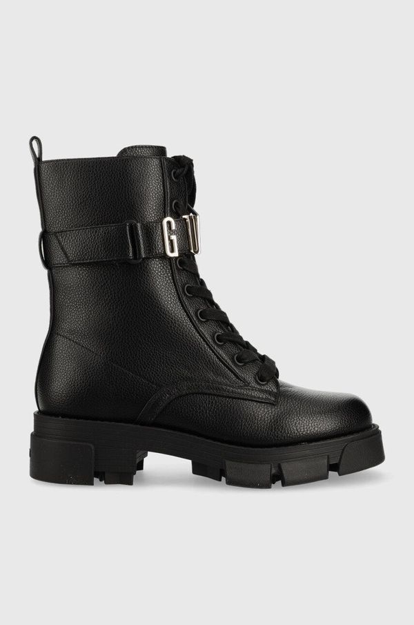 Guess Čizme Guess Madox za žene, boja: crna, ravna potpetica, FL8MDX ELE10
