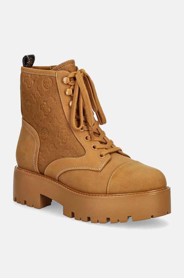 Guess Čizme Guess VAINA za žene, boja: smeđa, s platformom, FLTSLR LEM10