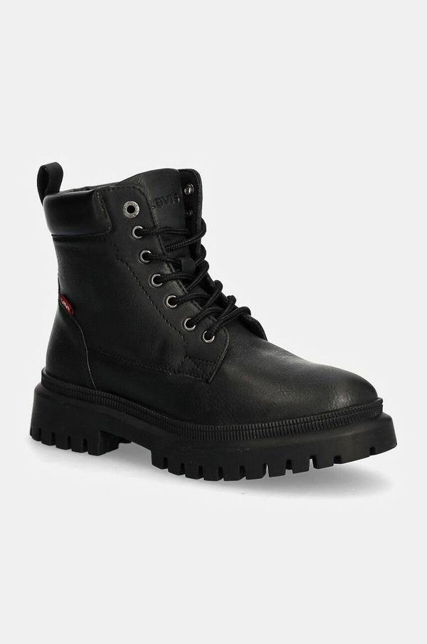 Levi's Čizme Levi's LENNOX za žene, boja: crna, ravni potplat, 000CK-0001