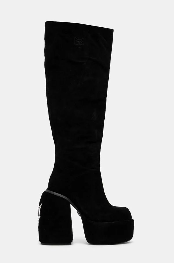 Naked Wolfe Čizme Naked Wolfe Space za žene, boja: crna, s debelom potpeticom, Space Black Kid Suede