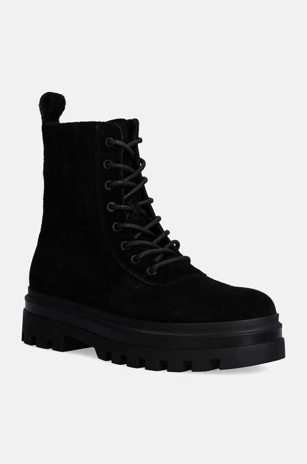 Calvin Klein Jeans Čizme od brušene kože Calvin Klein Jeans LUGGED LACE ZIP BOOT OXF HR SU za muškarce, boja: crna, YM0YM01068