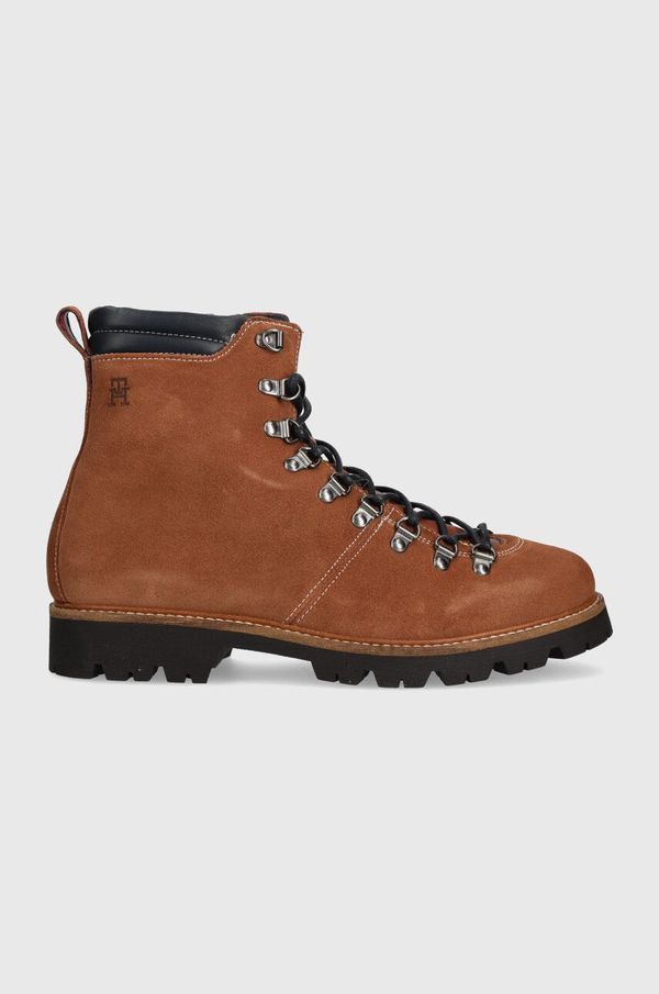Tommy Hilfiger Čizme od brušene kože Tommy Hilfiger W MIX SUEDE HOOKS BOOT za muškarce, boja: smeđa, FM0FM04764