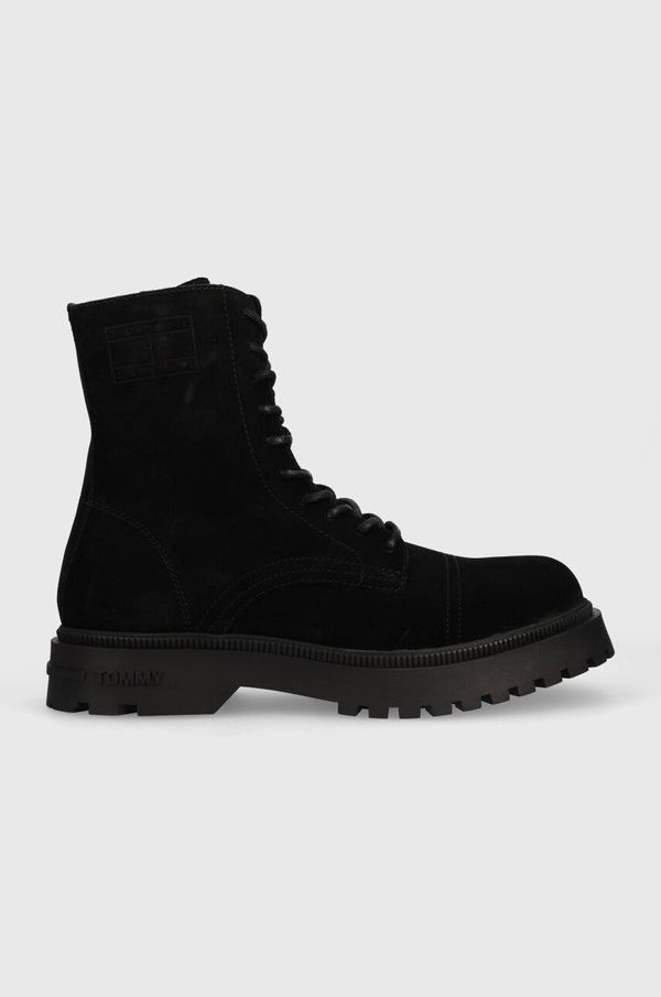 Tommy Jeans Čizme od brušene kože Tommy Jeans TJM CASUAL BOOT SUEDE za muškarce, boja: crna, EM0EM01336