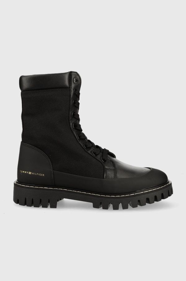 Tommy Hilfiger Čizme Tommy Hilfiger Th Casual Lace Up Boot za žene, boja: crna, ravna potpetica