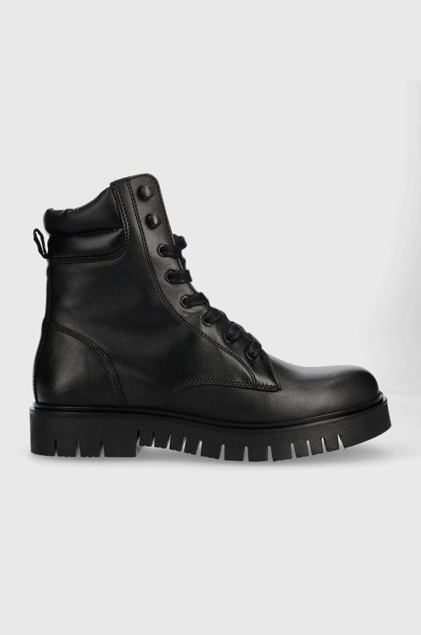 Tommy Jeans Čizme Tommy Jeans TJW LACE UP BOOT za žene, boja: crna, s platformom, EN0EN02314