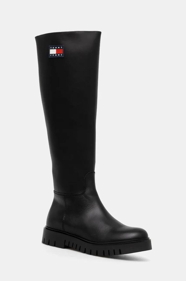 Tommy Jeans Čizme Tommy Jeans TJW LONG SHAFT BOOT za žene, boja: crna, ravni potplat, EN0EN02627