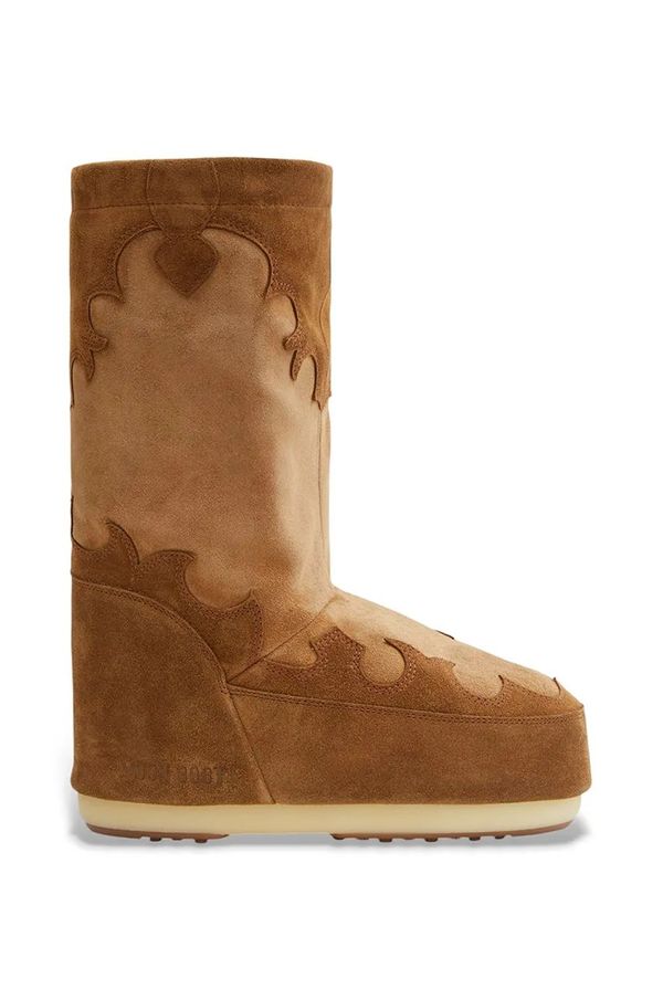Moon Boot Čizme za snijeg od brušene kože Moon Boot MB ICON SUEDE EMROIDERY boja: smeđa, 80D1402990 M008