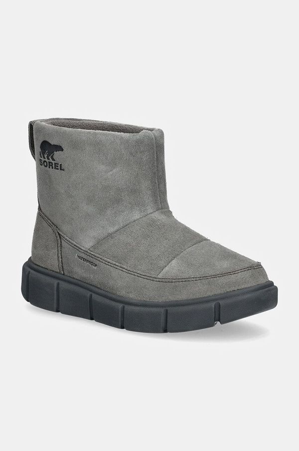 Sorel Čizme za snijeg od brušene kože Sorel SOREL EXPLORER III SLIP boja: siva, 2077971052
